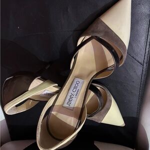 Jimmy Choo Two-Tone Cream and Brown Heels